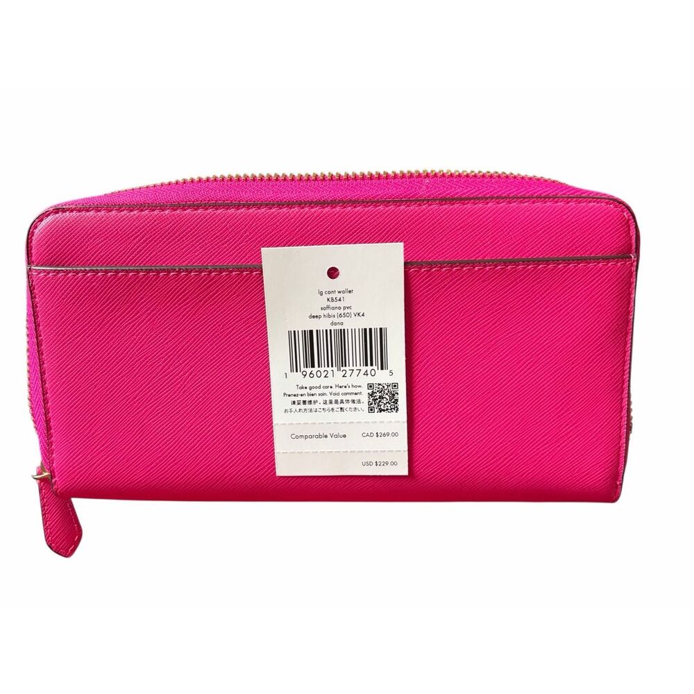 NWT Kate Spade Staci Large Continental Wallet - Deep Hibiscus - Hot Pink - Picture 4 of 9